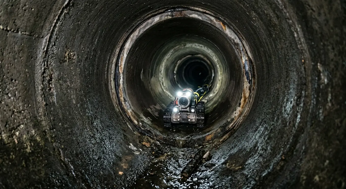 Robotic sewer camera inspecting pipe interior for Sewer Line Repair in Vadnais Heights